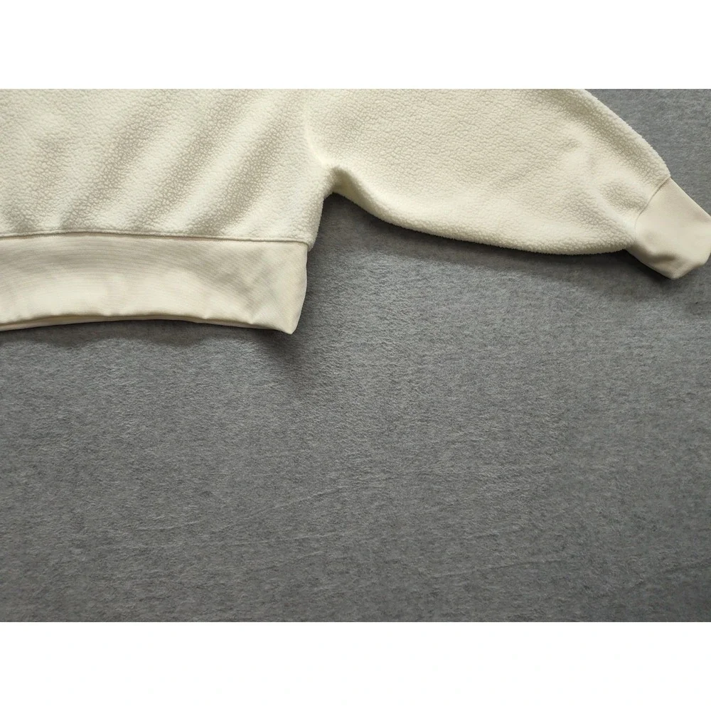 Nike Women Sweatshirt XS Cream 100% Polyester Crew Neck Long Sleeve Pullover